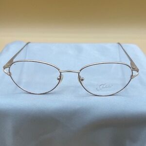 Jubilee Gold Brown Oval Eyeglass Frames 55-18-140 Metal Engraved Temples